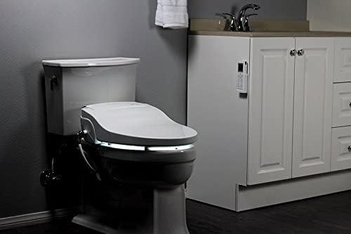 ALPHA BIDET JX2 Elongated Bidet Toilet Seat, White, Endless Warm Water, *NEW* Bowl Mist, LED Light, Quiet Operation, Wireless Remote, Stainless Steel Nozzle, Sittable Lid, 3 Year Warranty