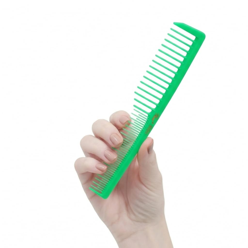 Krest 6000 7 in. Teasing Combs Lift Vent Hair Combs Pack Space Tooth Wide teeth Comb 12 Pc (Neon Green)