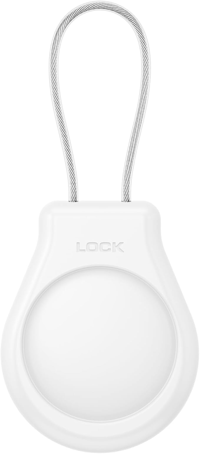 AirTag Holder with Wire Cable Compatible with Apple AirTags, Ultra Durable Anti-Lost Protective Lock Case for Luggage, Key, Backpack (Red)