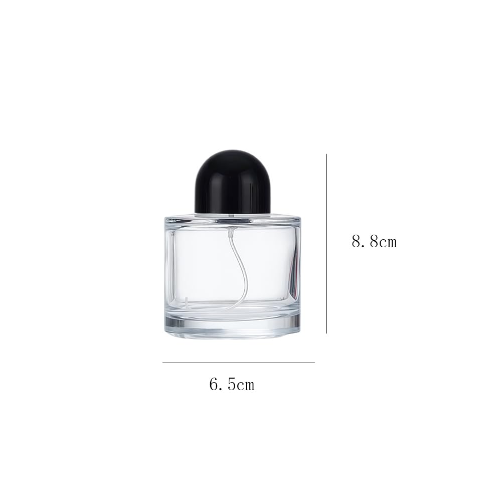 YORROR 2 Pcs Round Clear Glass Perfume Atomizer,100ml Empty Refillable Perfume Spray Bottle for Men and Women,Portable Fragrance Fine Mist Spray Bottle Dispenser for Travel
