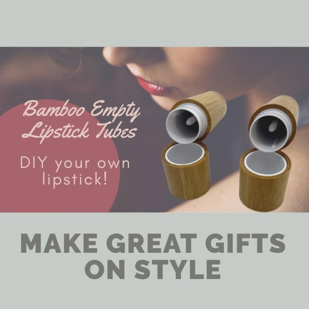 BEECO GIF2U Bamboo Empty Lip Balm Containers 5.5g 6 Pack,Refillable DIY Lip Balm Tube Containers with Clear PP Plastic Inner,Lip Gloss Tubes Chapstick Holder for DIY Cosmetic Samples Deodorant