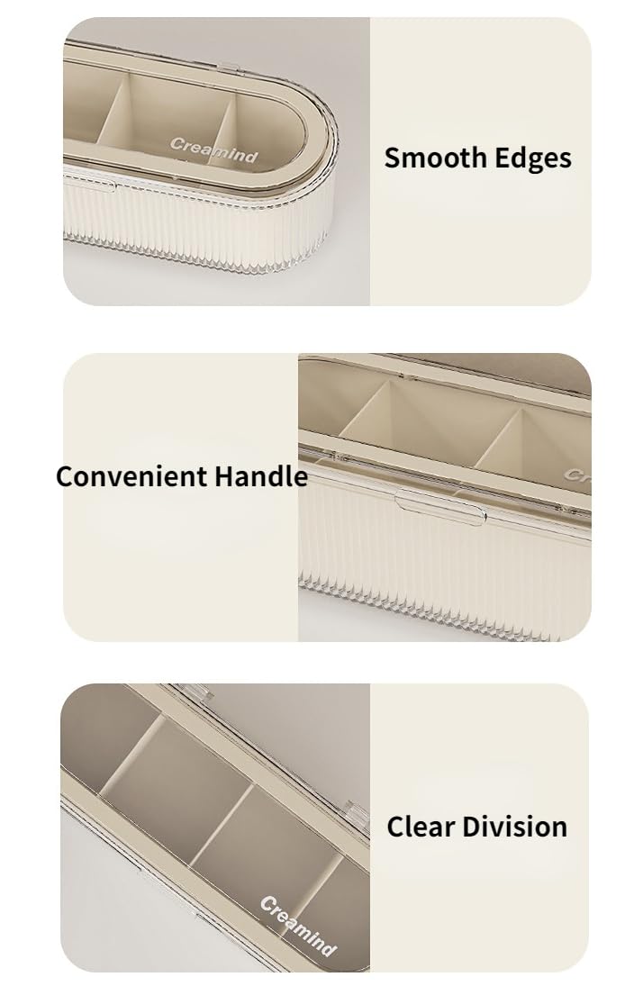 Clear Acrylic Makeup Brush Holder Organizer With Lid - Cosmetic Storage Case Display for Vanity and Sponges