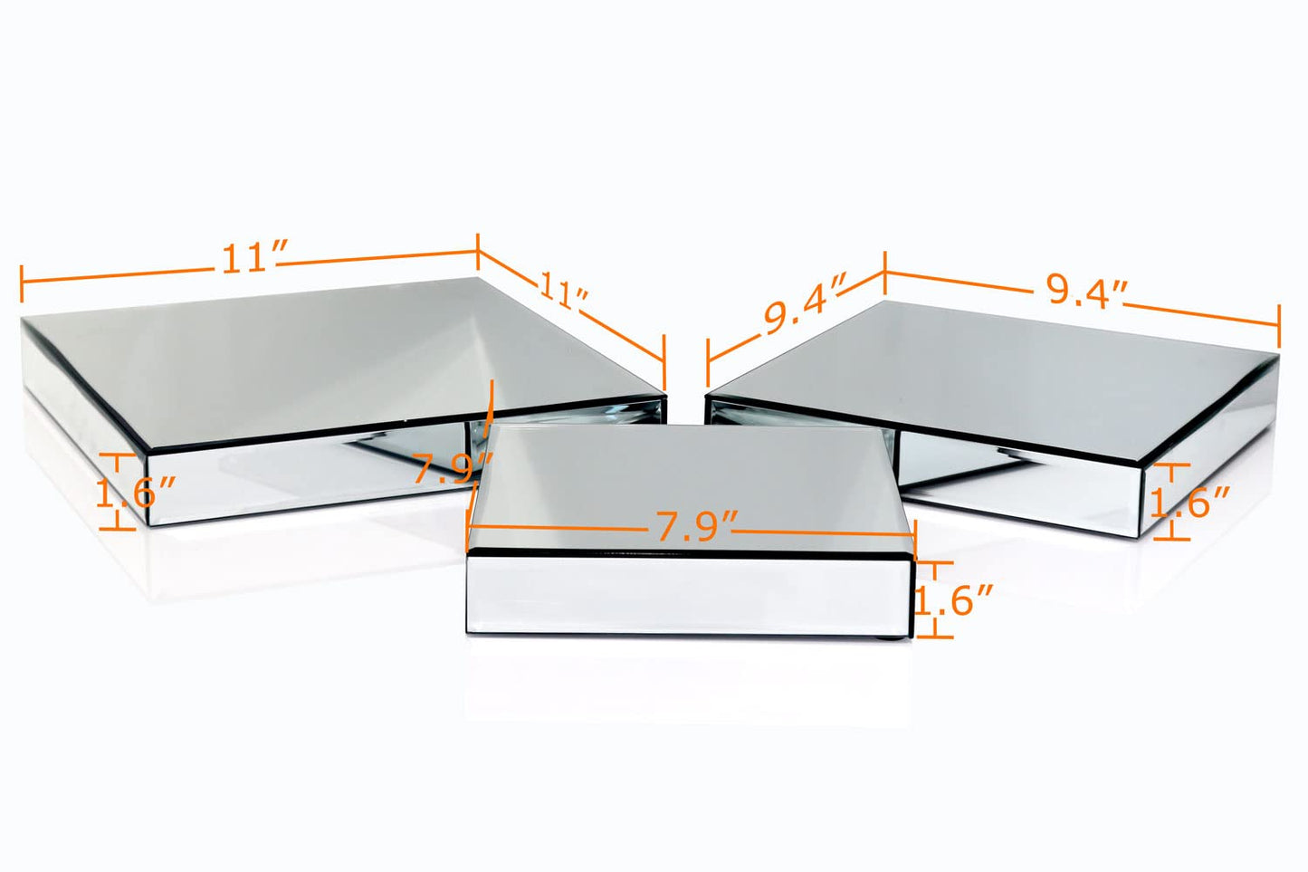 GIMORRTO Mirror Display Riser Stands 3 Set, Glam Accent Table Display Platform for Decorative Pieces, Mirrored Showpeice 3Pack, Centerpiece Displayer (Square 3PC)
