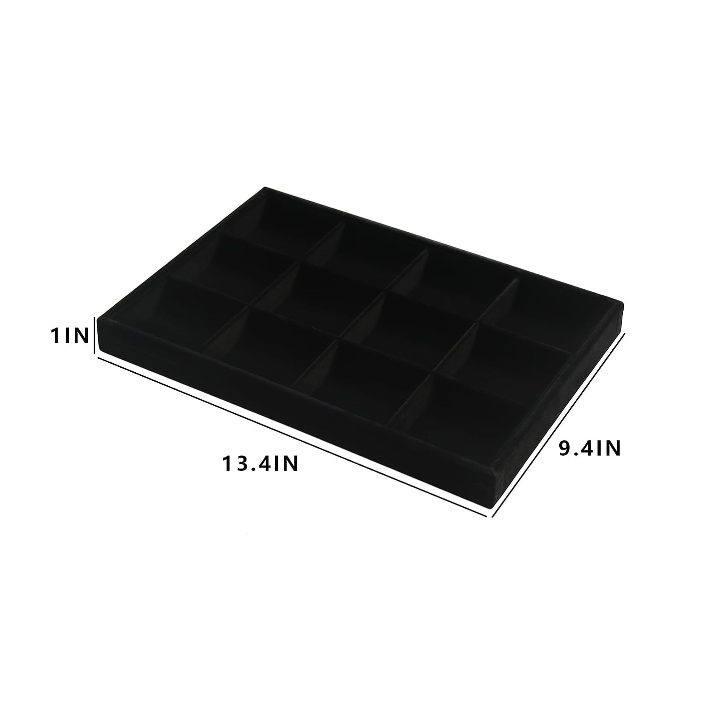 Coward 2PC Black Velvet Stackable 12 Grids Jewelry Organizer Tray Bracelet Display Stand for Selling Velvet Necklace Holder Earring Box Storage (12grid+12grid)