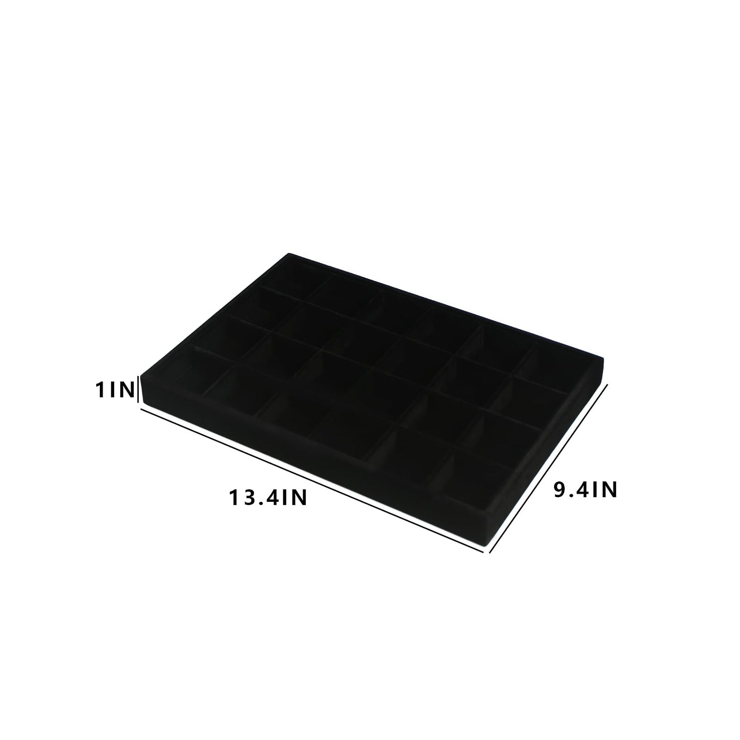 Coward 2PC Black Velvet Stackable 24 Gird Jewelry Organizer Tray Necklace Earring Box Storage Drawer Ring Earring Display Holder (24grid+24grid)