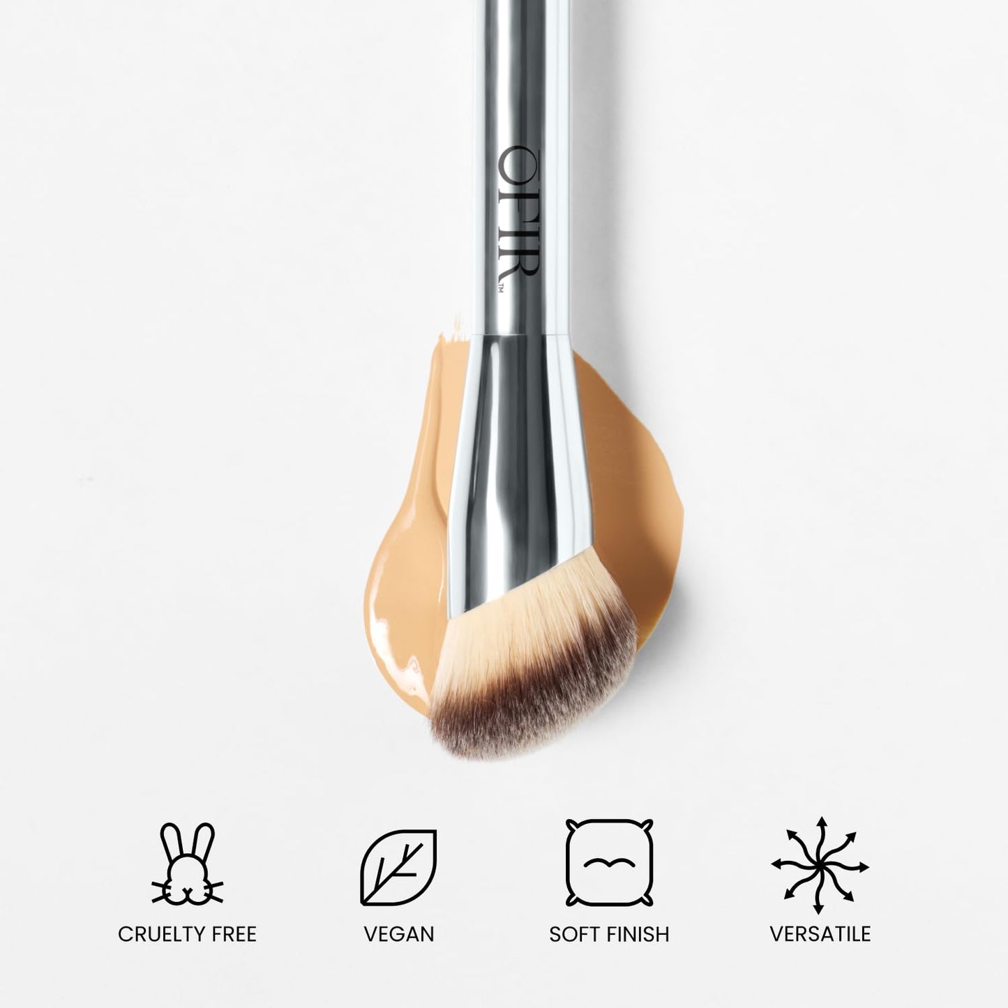 OFIR Core Canvas, Angled Shape, Dense Complexion Brush, Sensitive Skin Friendly, Easy to Clean, Vegan