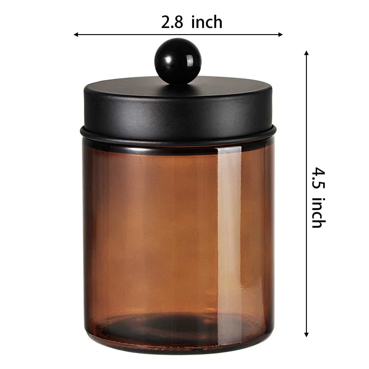 Amber Glass Qtip Holder, Apothecary Jar,Qtip Dispenser with Metal Lid & Stickers- 3Pack Containers,Vanity Canister Organizer Storage,Bathroom Accessories Set for Cotton Swab, Ball, Pad, Floss