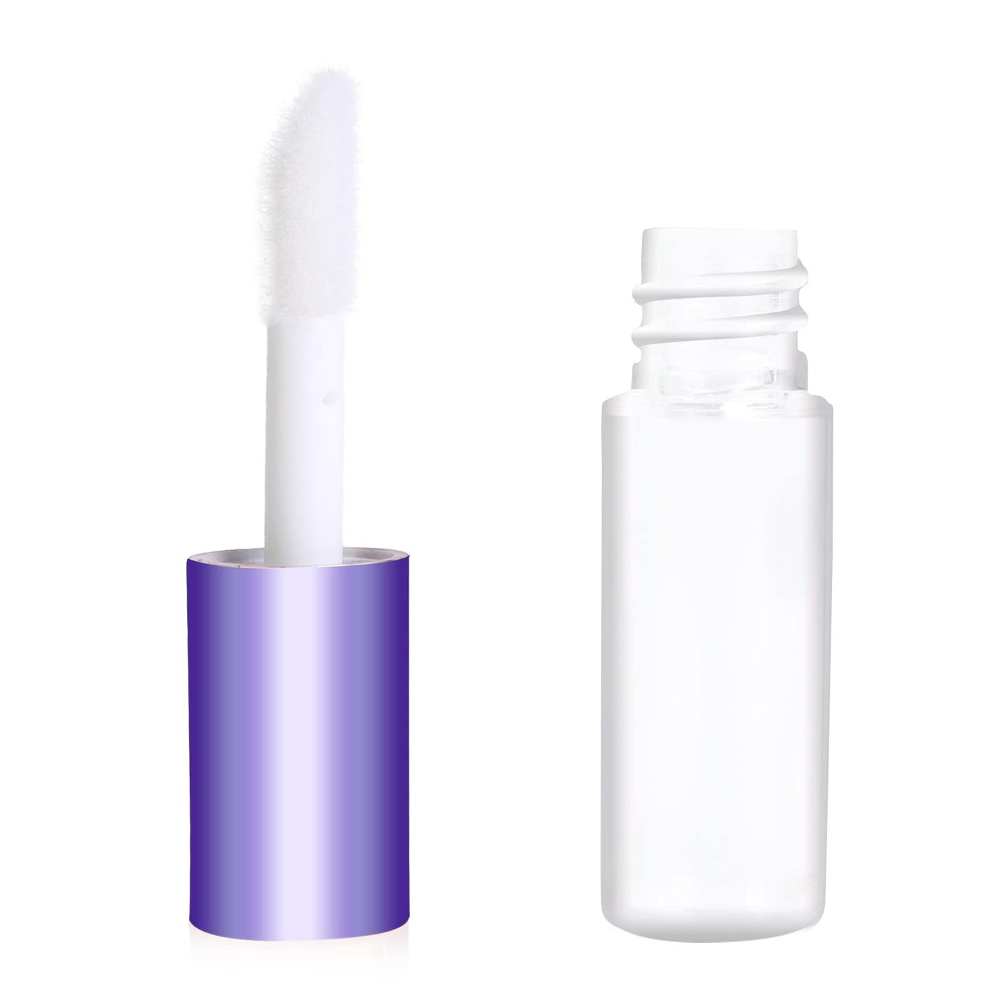 Mydio 50 Pack 1.2ML Clear Mini Lip Gloss Tube Empty Lip Balm Containers With Purple Lid for Lipstick (Purple)