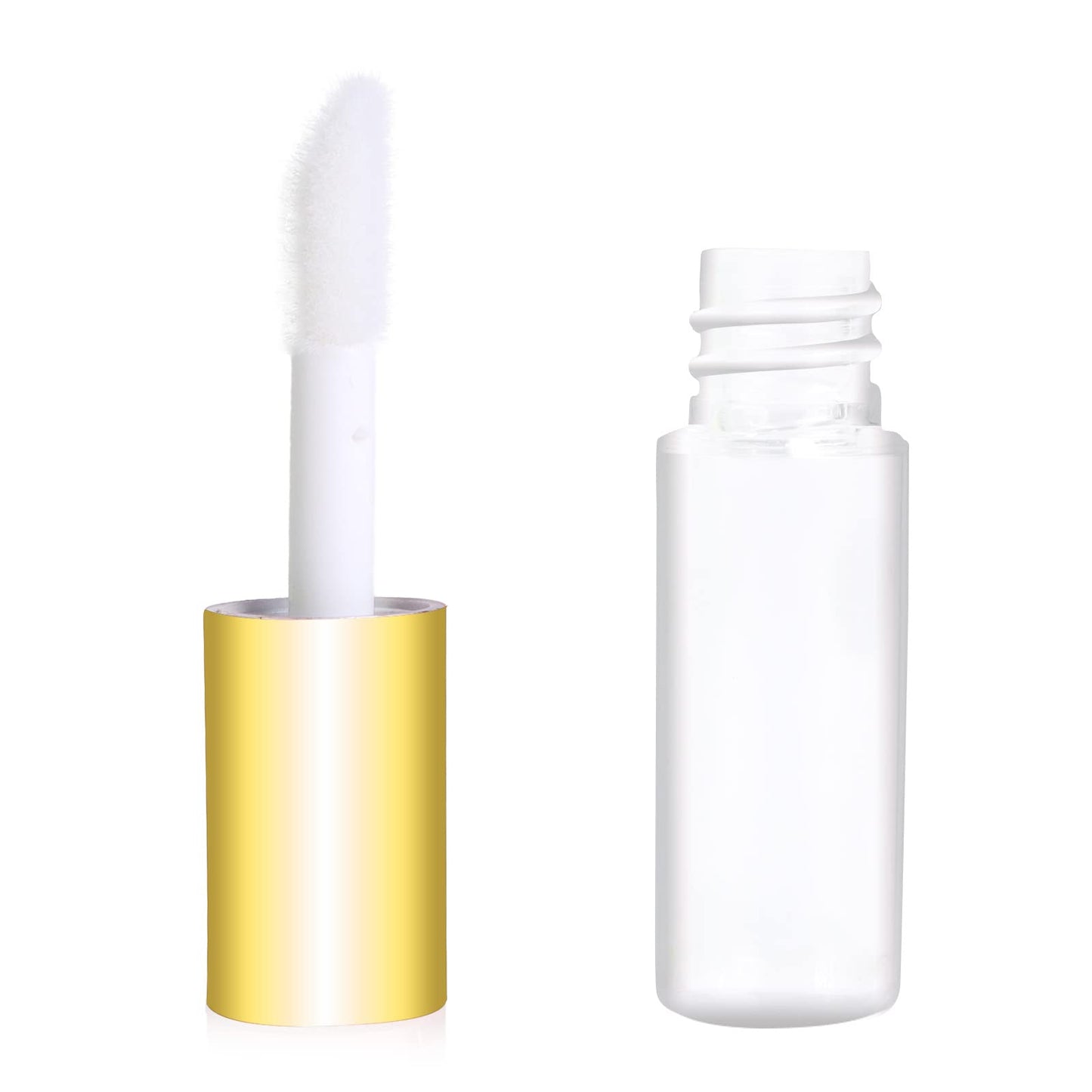 Mydio 50 Pack 1.2ML Clear Mini Lip Gloss Tube Empty Lip Balm Containers With Gold Lid for Lipstick (Gold)