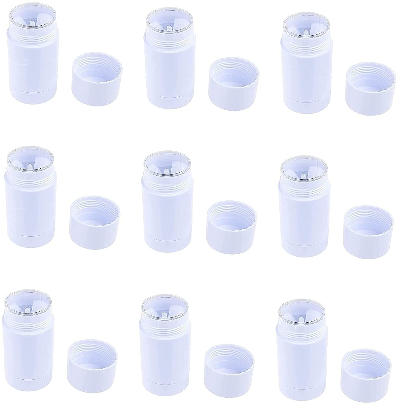 Healthcom 10 Pcs 30ml Plastic Deodorant Containers Round Lip Balm Tubes Twist-up Filling Stick 1 Oz Refillable Plastic Deodorant Bottles Cosmetic for DIY Deodorant Lipstick Crayon Chapstick(White)