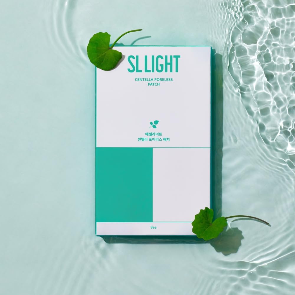 SLLIGHT Centella Poreless Patches | Hydrocolloid Nose Patches for Blackhead Removal & Sebum Control | Centella Asiatica Nose Pore Cleaner for Skin Soothing | Korean Skincare | 8 Count