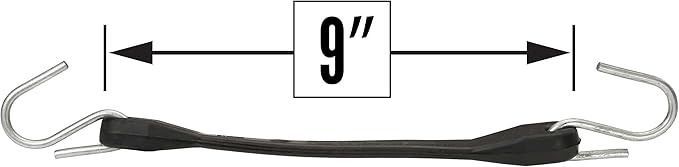 US Cargo Control 9 Inch Rubber Bungee Cords with S-Hooks (10-Pack), 14 Inch Stretch, Rubber Tarp Straps with Hooks for Flatbed Tarps, Trailers, Pickup Trucks, Tarps, Motorcycles, Canopies