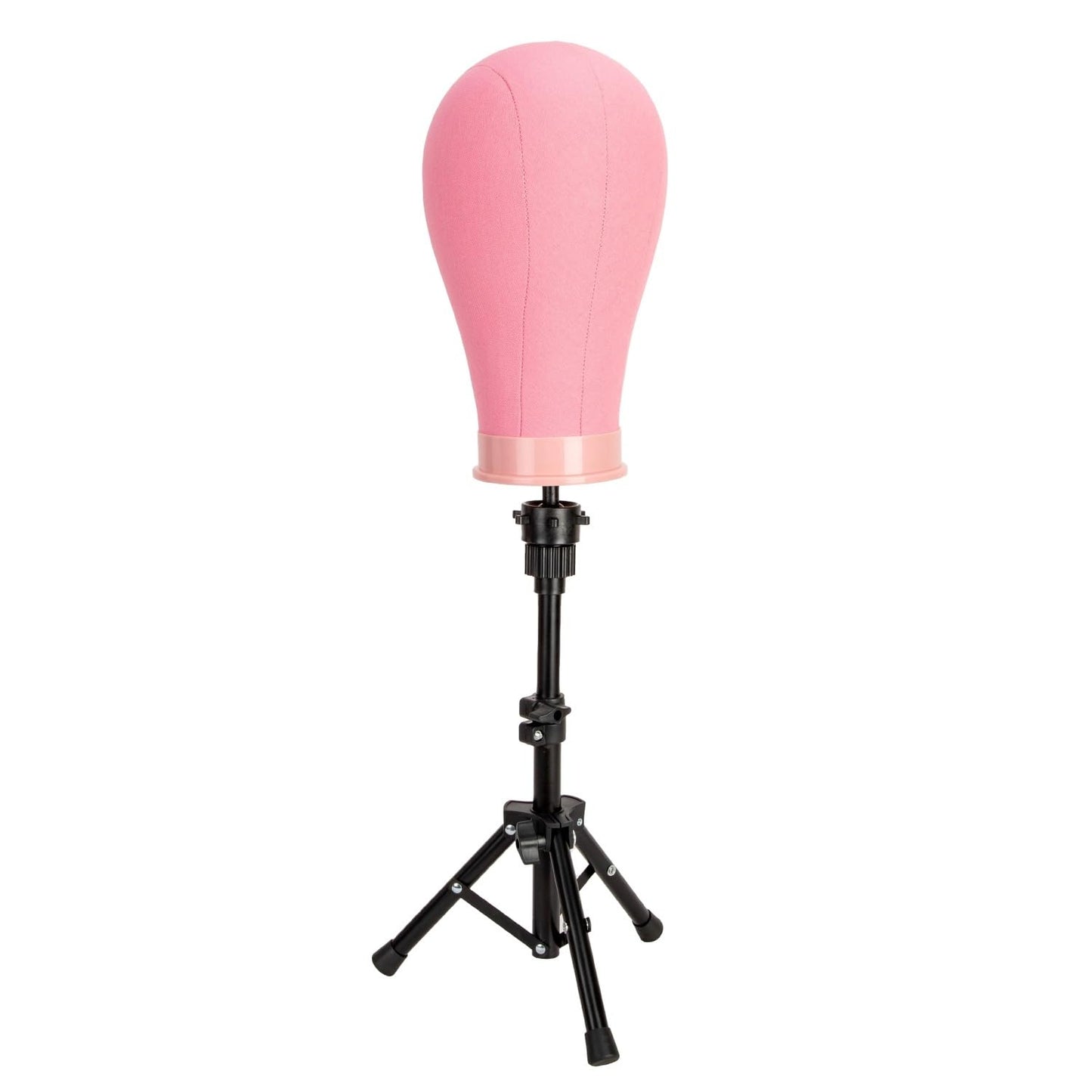 koskusder 22 Inch Wig Head Canvas Head with Stand Cork Canvas Mannequin Head with Wig Head Stand Manikin Head Block Set for Wigs Trimming Making Display with T Pins Set (Pink)