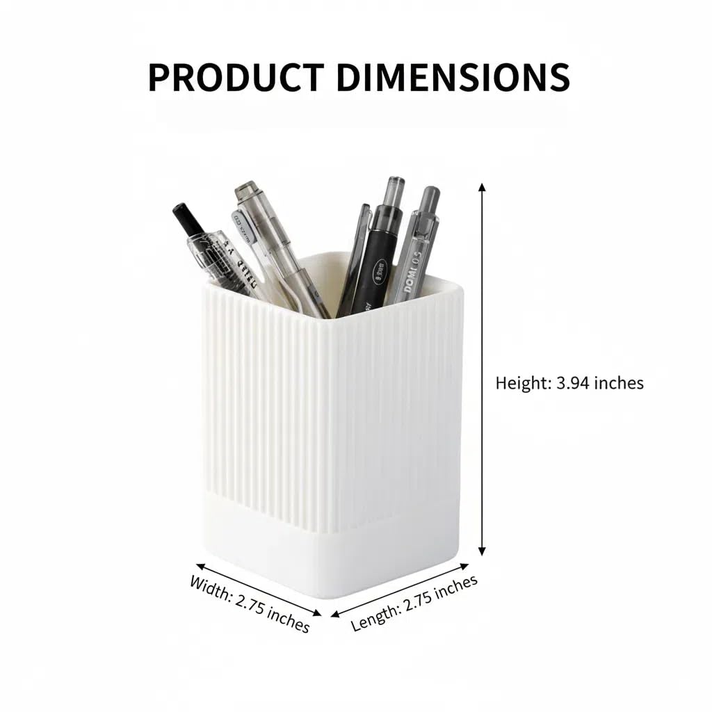 3 Pack Aesthetic Pen Holder for Desk-Sturdy Plastic Pencil Holder - Stylish Makeup Brushes Cup for Women Girls - Cute and Functional Desk Organizer for Office Supplies - Modern Office Decor Pen Cup