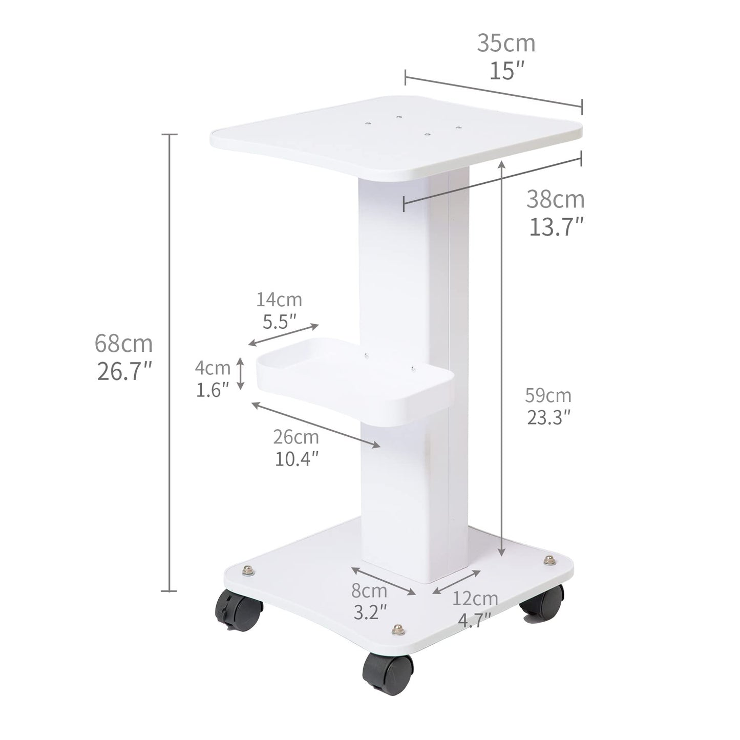SEA PUNK Salon Spa Trolley, Esthetician Cart with Wheels, Beauty Rolling Trolley Stand Instrument, Tray Rolling Cart with Storage Tray
