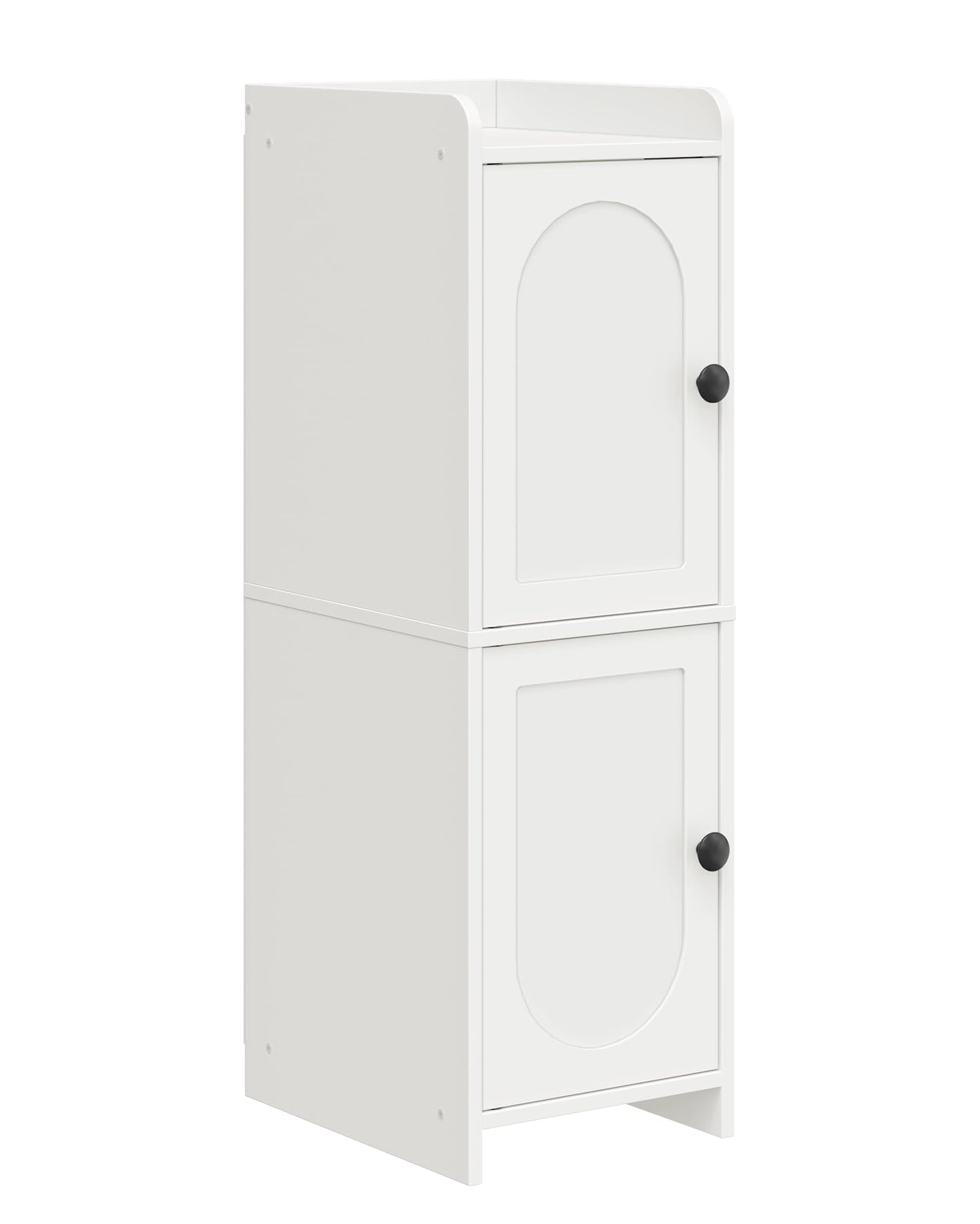 CHOEZON Toilet Paper Cabinet, Small Corner Floor Cabinet, Freestanding Toilet Paper Storage Cabinet with 2 Doors, Narrow Bathroom Cabinet, for Small Spaces, Bathroom, Living Room, Kitchen, White