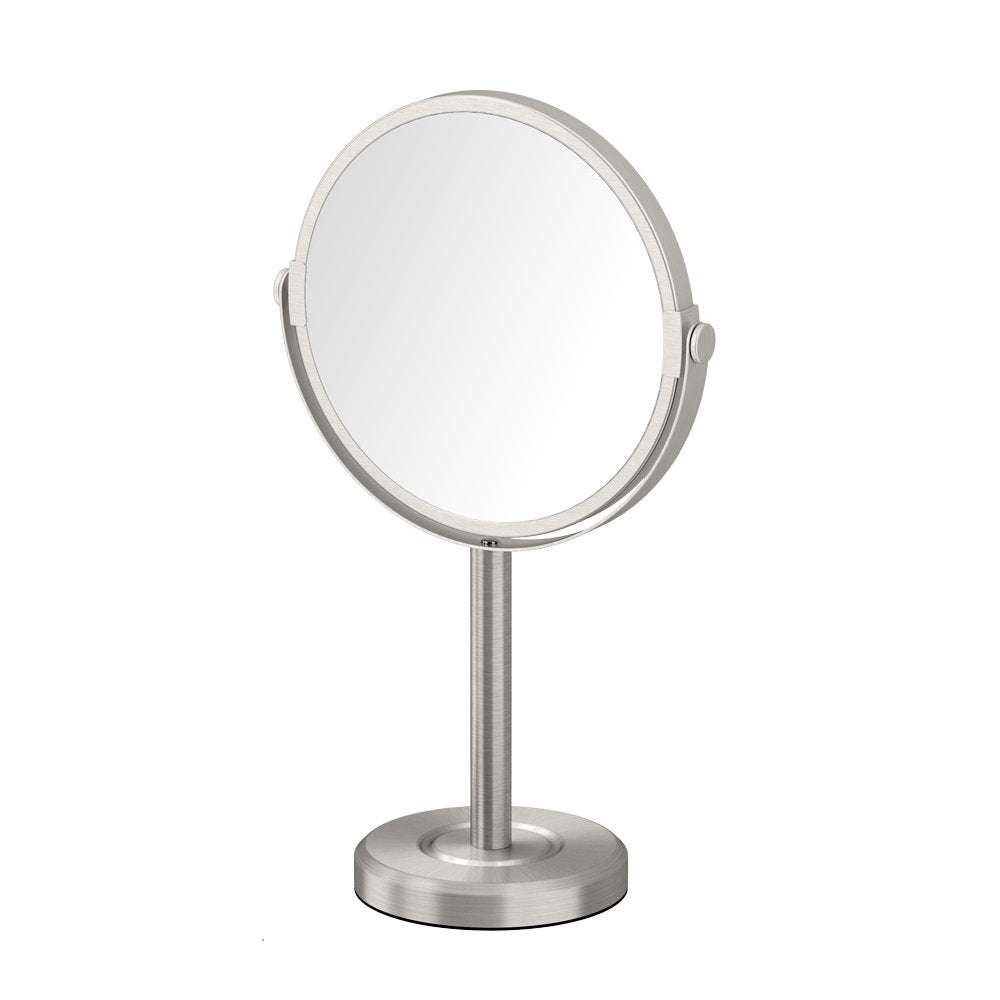 Gatco 1386SN Latitude II 3X Magnifying Makeup Mirror, Satin Nickel Countertop Vanity Mirror for Bathroom, Adjustable Cosmetic Mirror for Makeup, Grooming & Skincare Routine