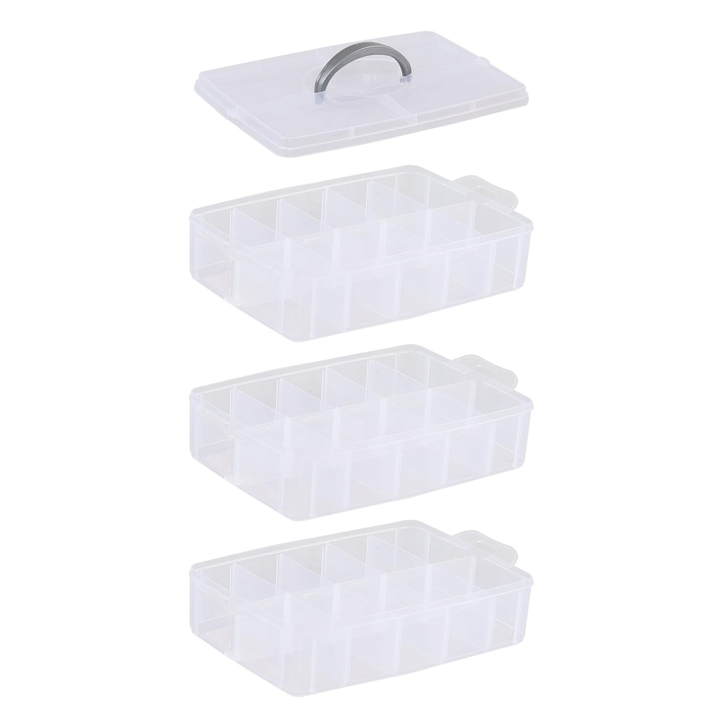 Zopnny 3-Tier Stackable Storage Container Box with Dividers 30 Compartments, Bead Organizers for Art, DIY Craft, Washi Tape, Kids Toys, Jewelry, Beauty & Sewing Supplies, Small Items