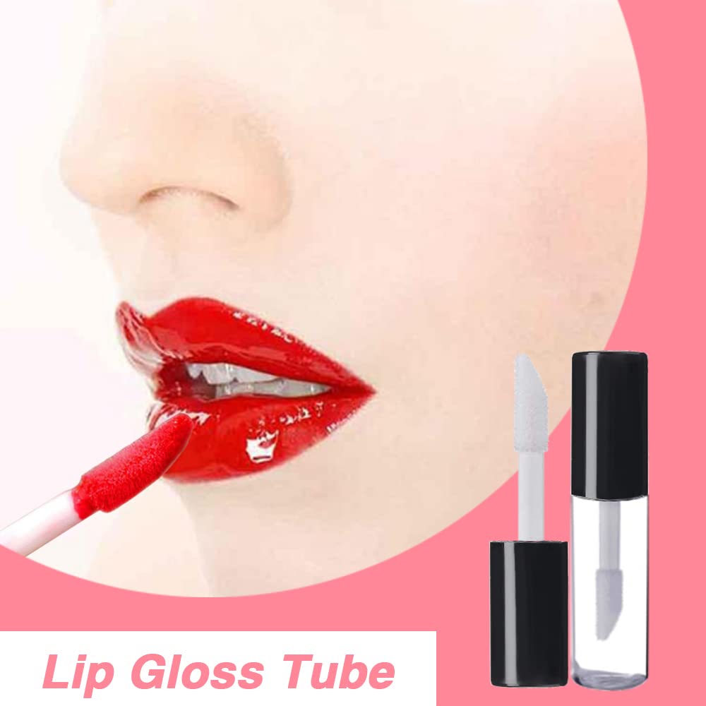 AMORIX 50PCS Black 1.2ml Mini Lip Gloss Tubes with Wand for Samples