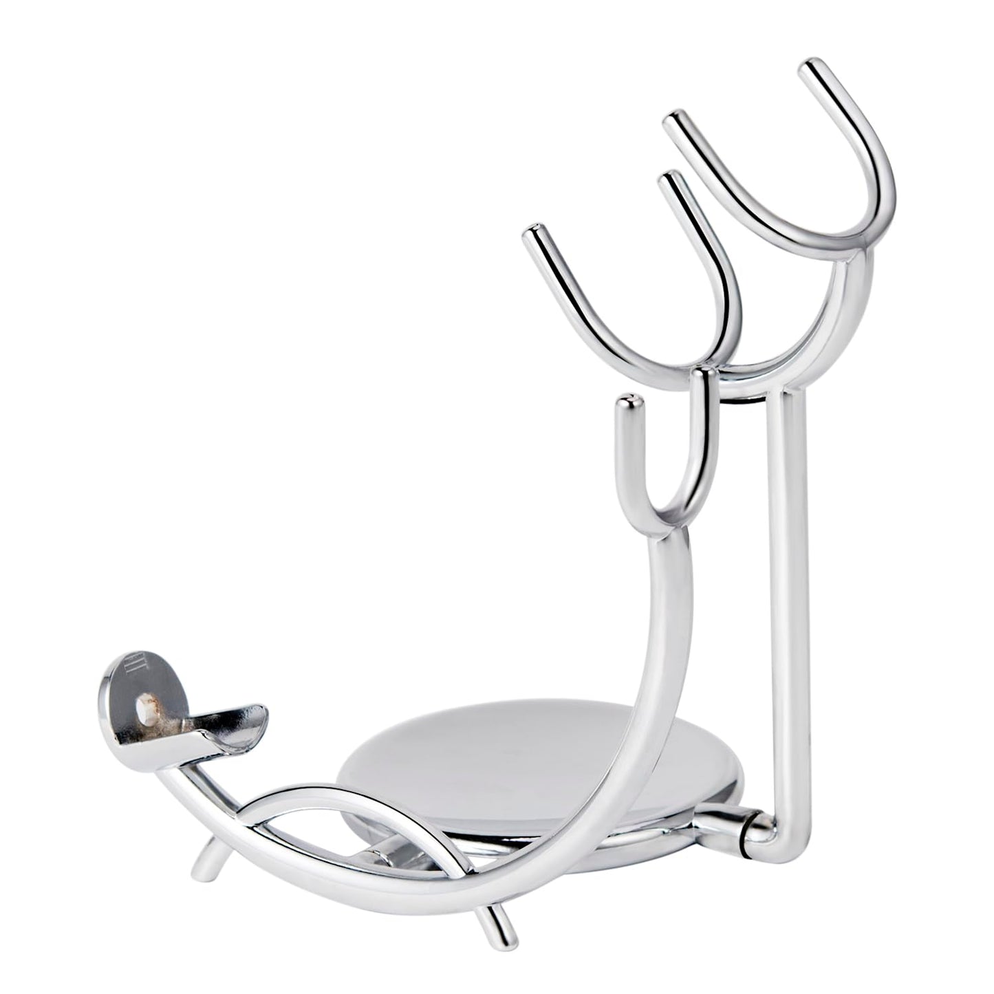Grandslam Razor & Brush Stand with Double Stainless Steel Bowl Set for Shave Soap, Safety & Straight Razors, Silver