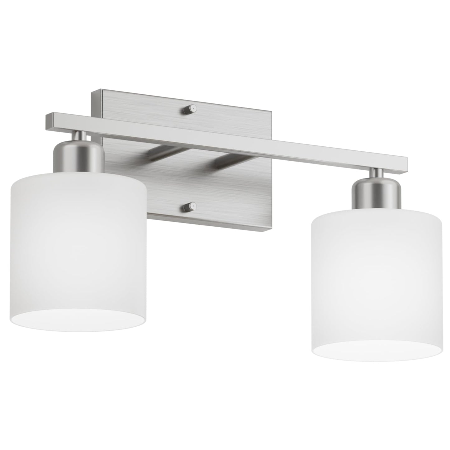 Dekang Bathroom Vanity Light Fixture Over Mirror with Brushed Nickel, Modern 2-Light Wall Sconces Lighting for Bedroom,Living Room,Decor White Glass Shades,E26 Standard Base,Bulbs Not Included