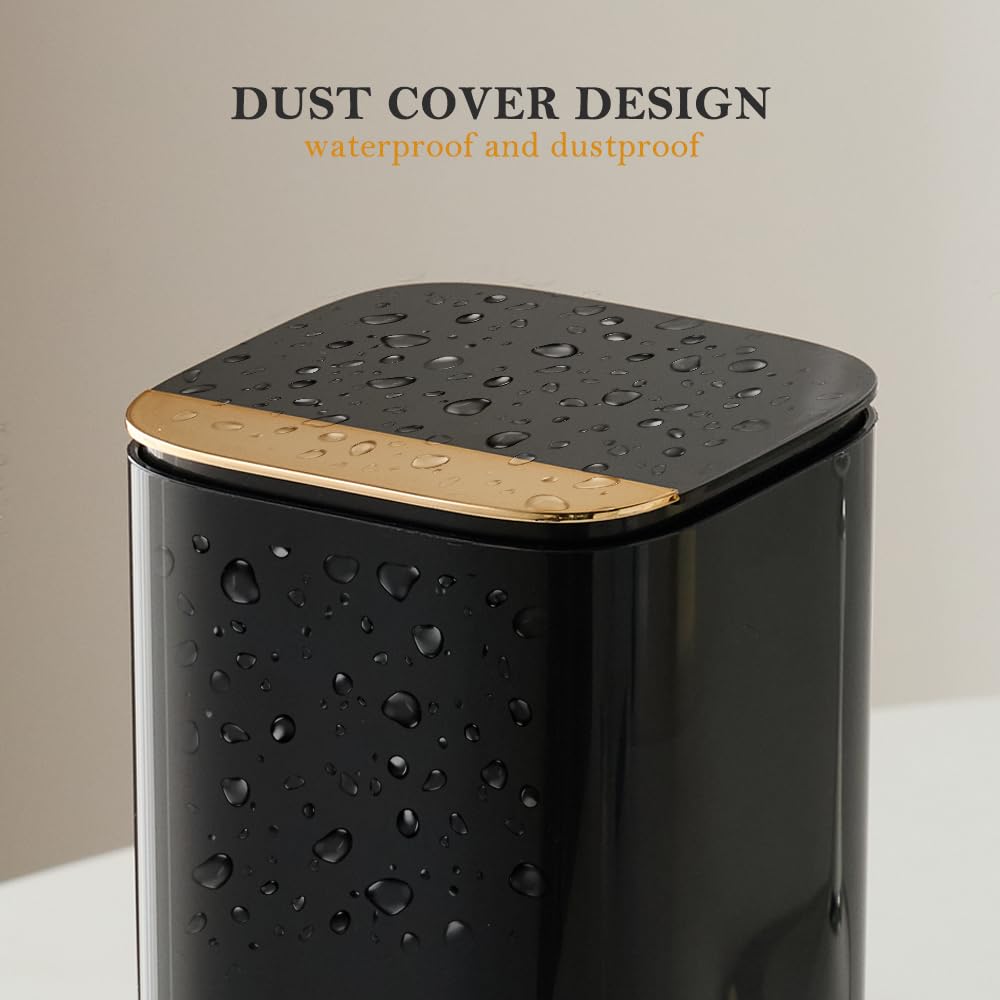STORICANS Push Pop-Up Makeup Brush Holder with Lid,4 Slots Makeup Brush Organizer, Makeup Cosmetics Organizer for Vanity Decor, Bathroom Countertop, Large Dustproof Cosmetic Brushes Container, Black