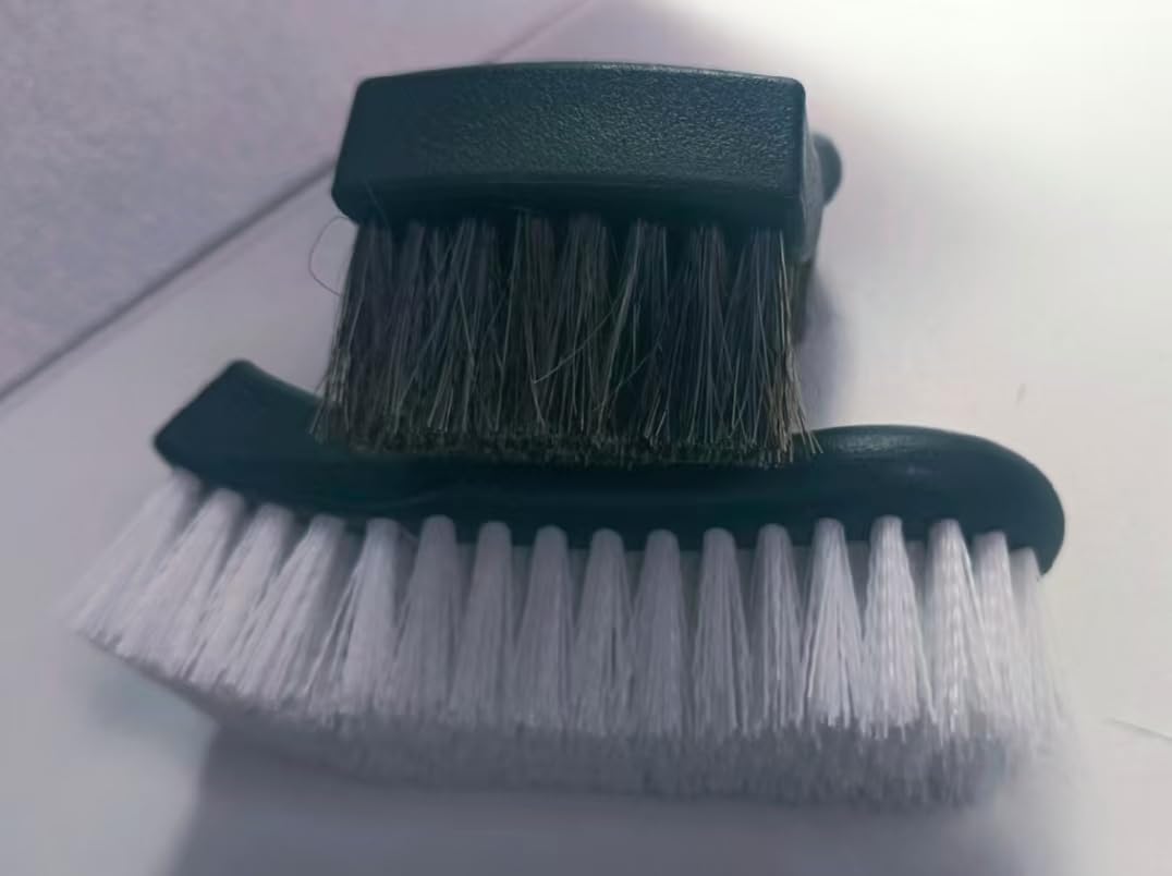 Wiojtry Upholstery Brush, Upholstery Brush Set, Leather Cleaning Brush, Carpet Brush Car Cleaning Brush, Long Bristle Horse Hair Car Cleaning Brush for Car Interior Leather Seat and Home Furniture