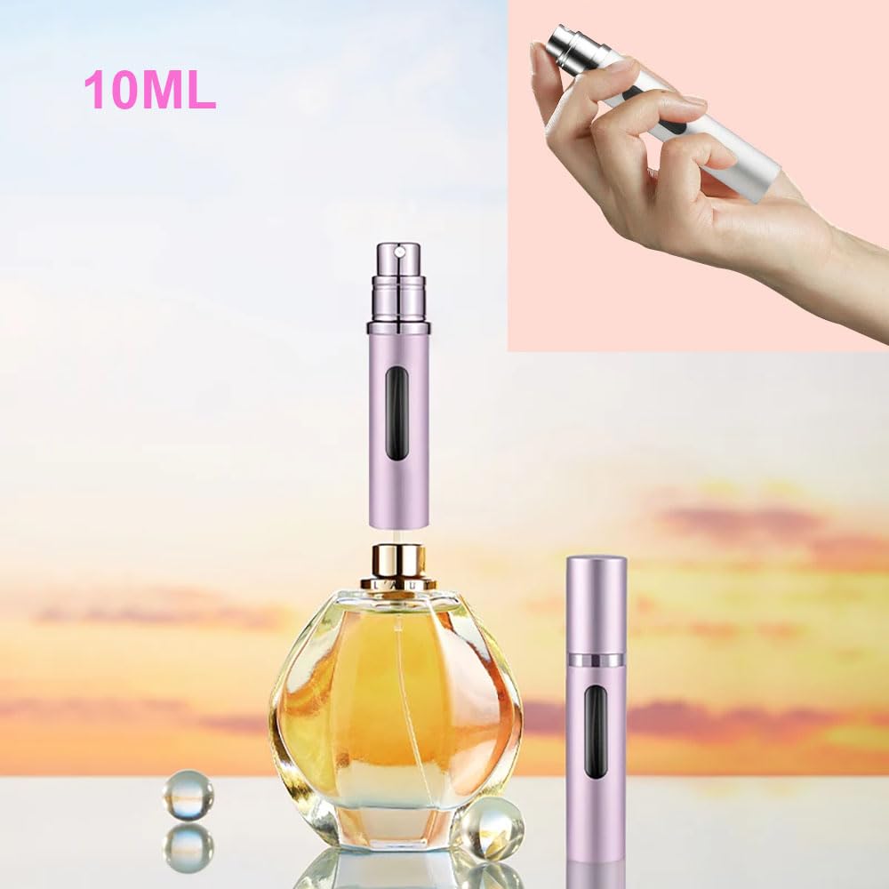 Topblux 3-Pack 10ml Refillable Travel Perfume Atomizer, Leakproof Bottom-Fill Spray Bottle, Compact Reusable Fragrance Dispenser for Women Men Gift (Black+Blue+Pink)