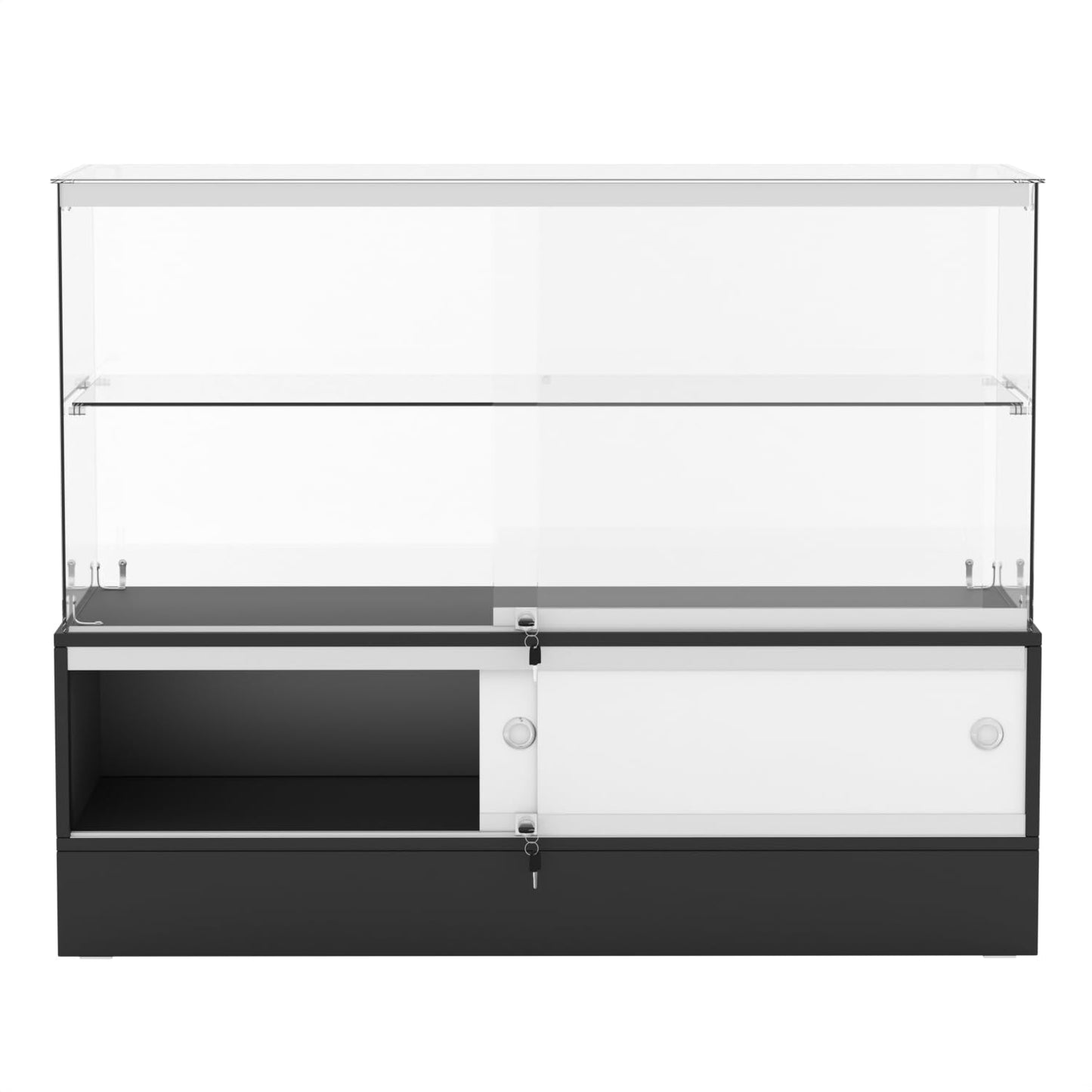 48" W x 17.9" D x 37.9" H - Black Full Vision Retail Display Case, Tempered Glass Display Cabinet with Glass Shelves and Storage Compartment,Storage Cabinets for Retail and Collectible Display