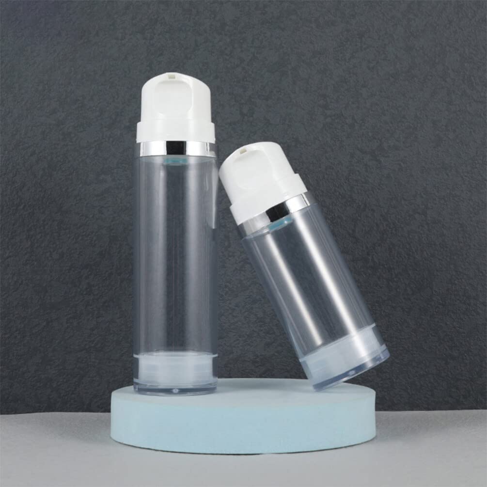 Set of 2 Travel Airless Pump Bottles Wide Mouth for Creams and Lotions