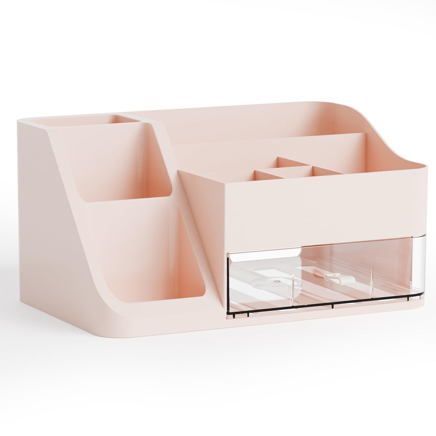 Yieach Countertop Makeup Organizers for Vanity,Bathroom,Dresser,Large Makeup Storage Organizer and Beauty Skincare Organizer,Plastic Makeup Holders and Organizers for Lotion,Hair Product & Tool,Pink