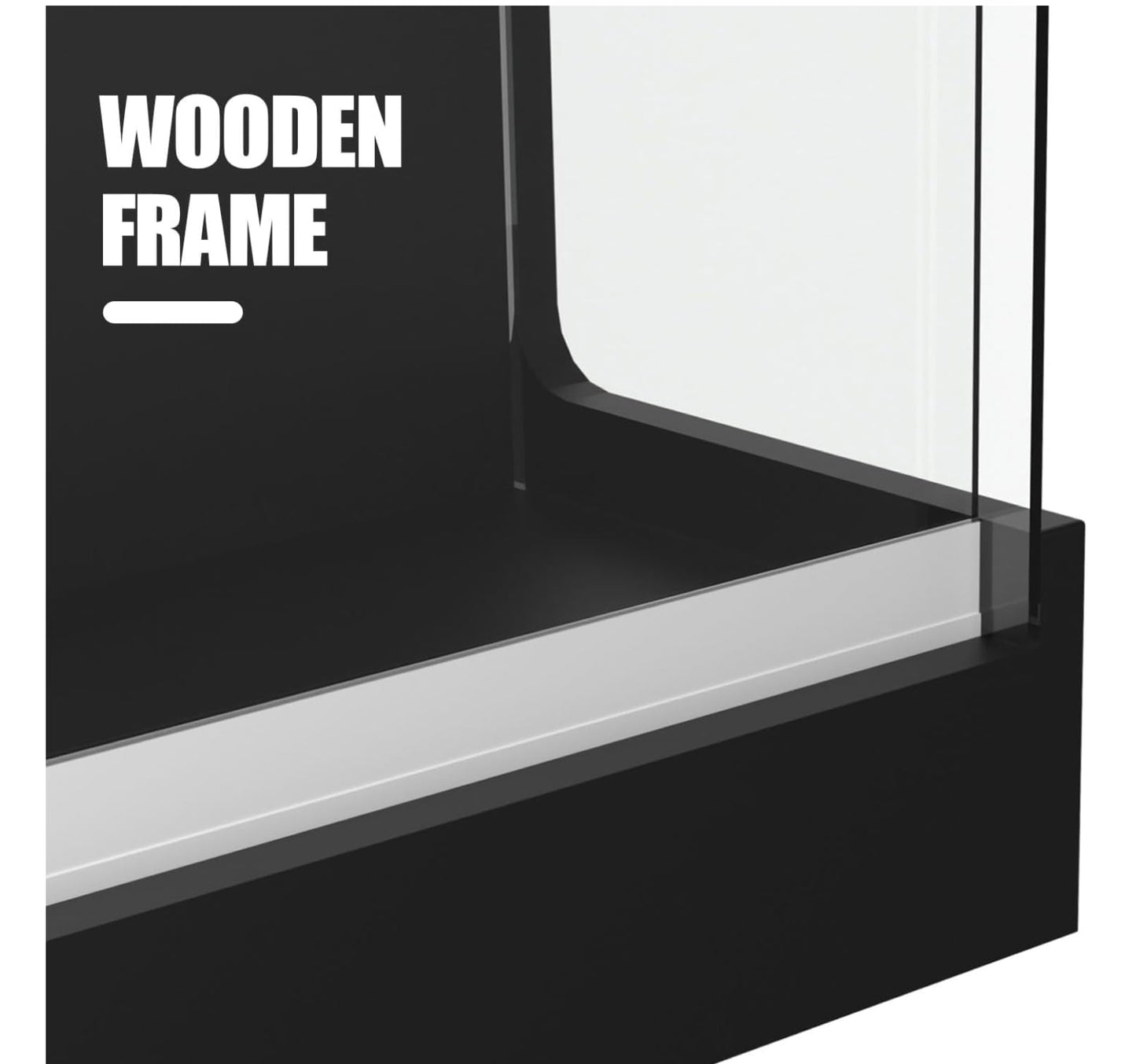Wisdomfur 4ft Retail Checkout Counter with Glass Display – Black Ledge Top Store Counter with Tempered Glass, Locking Drawers & Storage Shelves, Boutique Display Cabinet for Shops & Boutiques