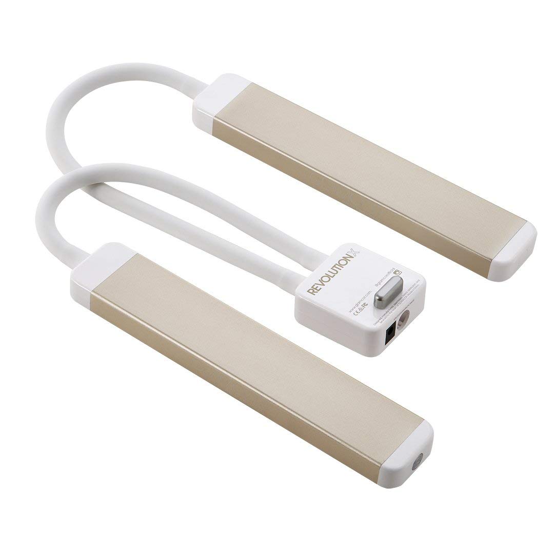 GLAMCOR Revolution X Portable LED Lighting Kit for Beauty and Skincare | HD 5600K Lighting | Dual-Length arms for Precise Positioning (White/Gold)