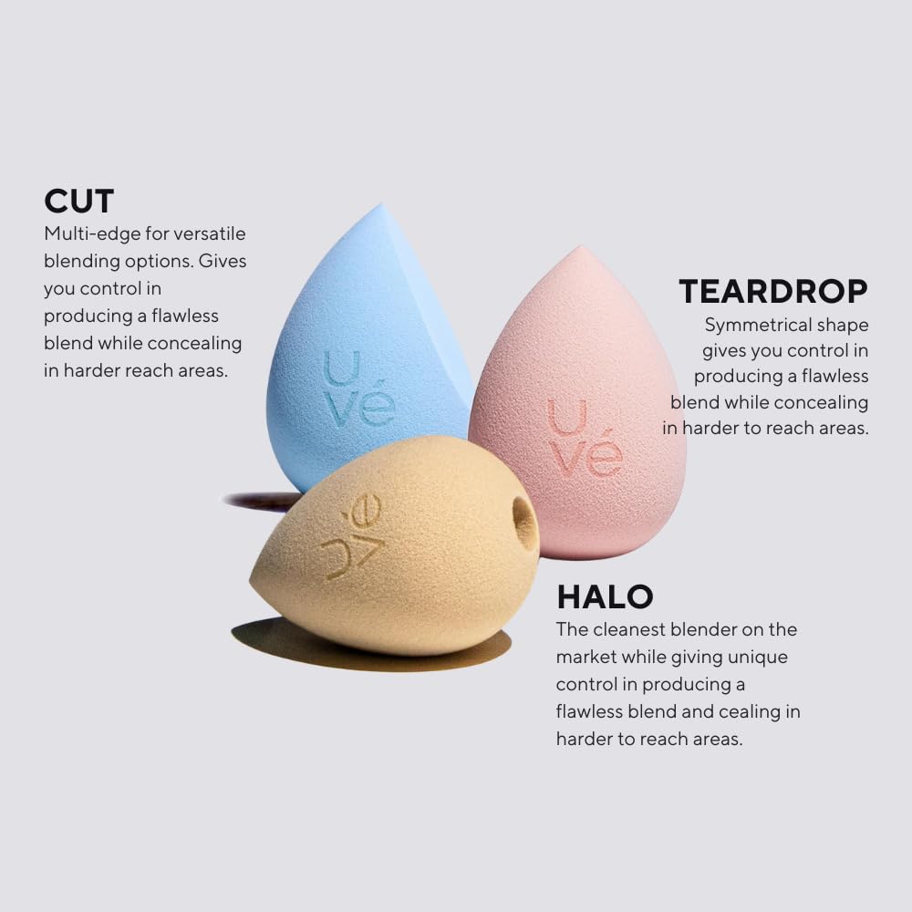 PURE Cut Makeup Blender Sponge, Streak Free Application of Liquid, Powder & Cream Foundation, Professional Complexion Blending Tool, Cruelty Free, Vegan, Latex Free