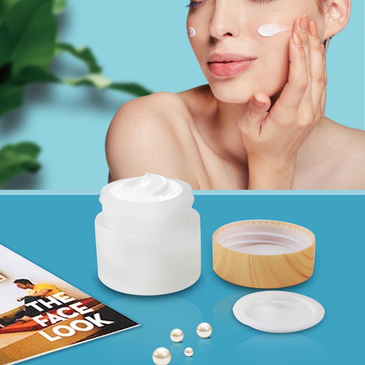 12 Pack Frosted Glass Jar Cosmetic Cream Jar Sample Jars Empty Travel Makeup Container For Cream Lotion Lip Balm Eyeshadow (10g)