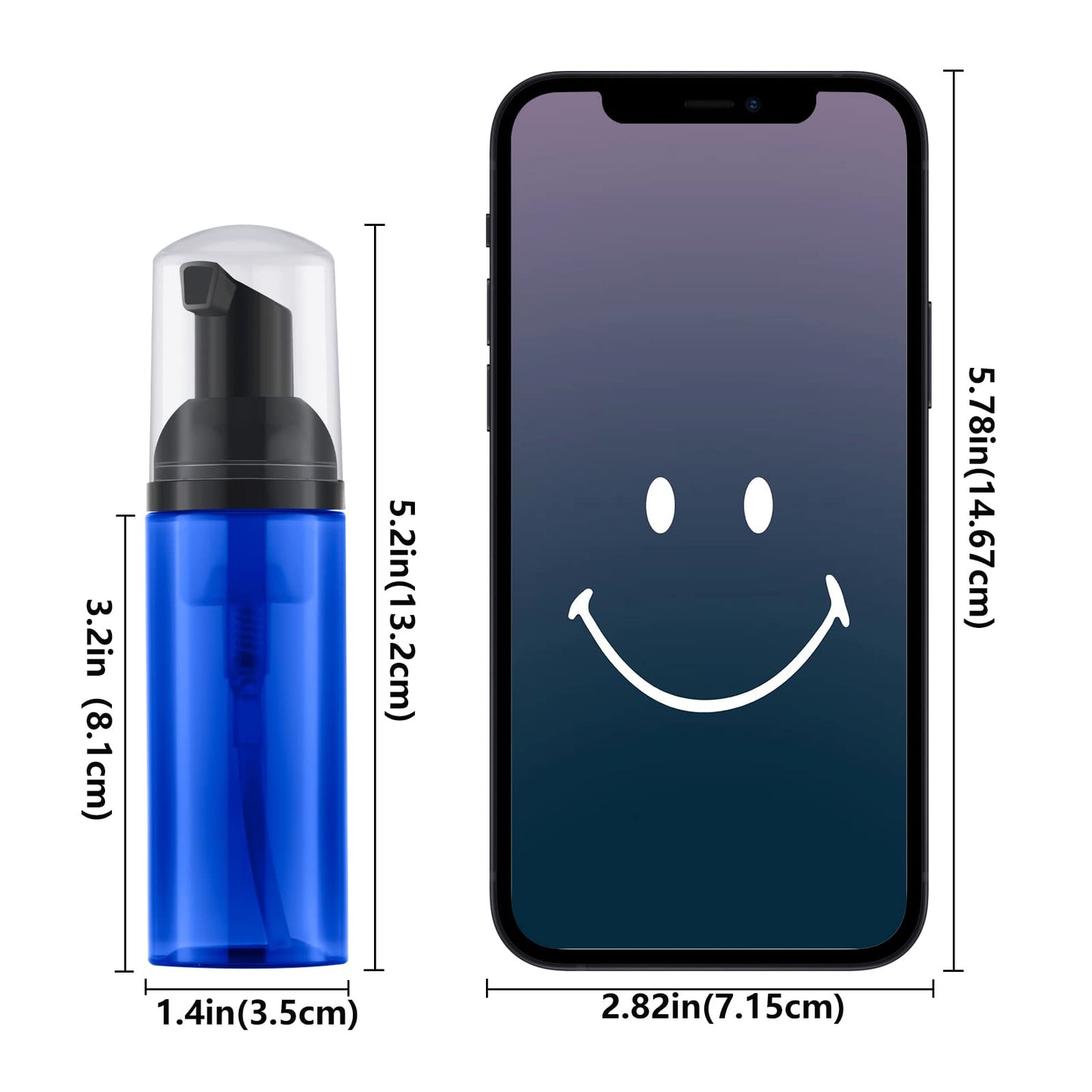 IRON BILL 2 Oz Empty Foam Pump Bottle (12PCS) Travel Foaming Soap Dispenser for Hand Soap, Lash Shampoo Cleanser (Blue)