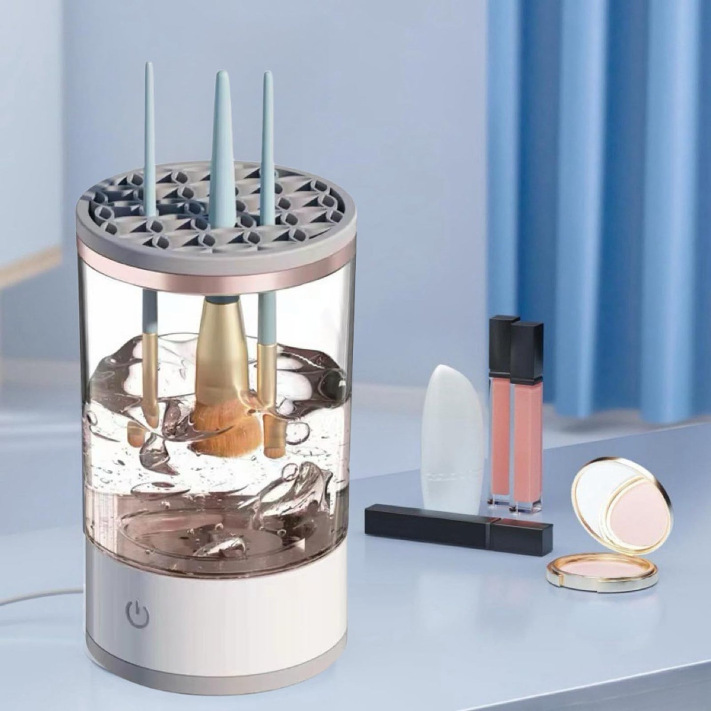 Electric Makeup Brush Cleaner,Makeup Brush Cleaner Machine,Make up Brush Cleaner Cleanser Machine,Automatic Makeup Brush Cleaner, Ideal For Traveling And Makeup Lovers For Professionals (white)