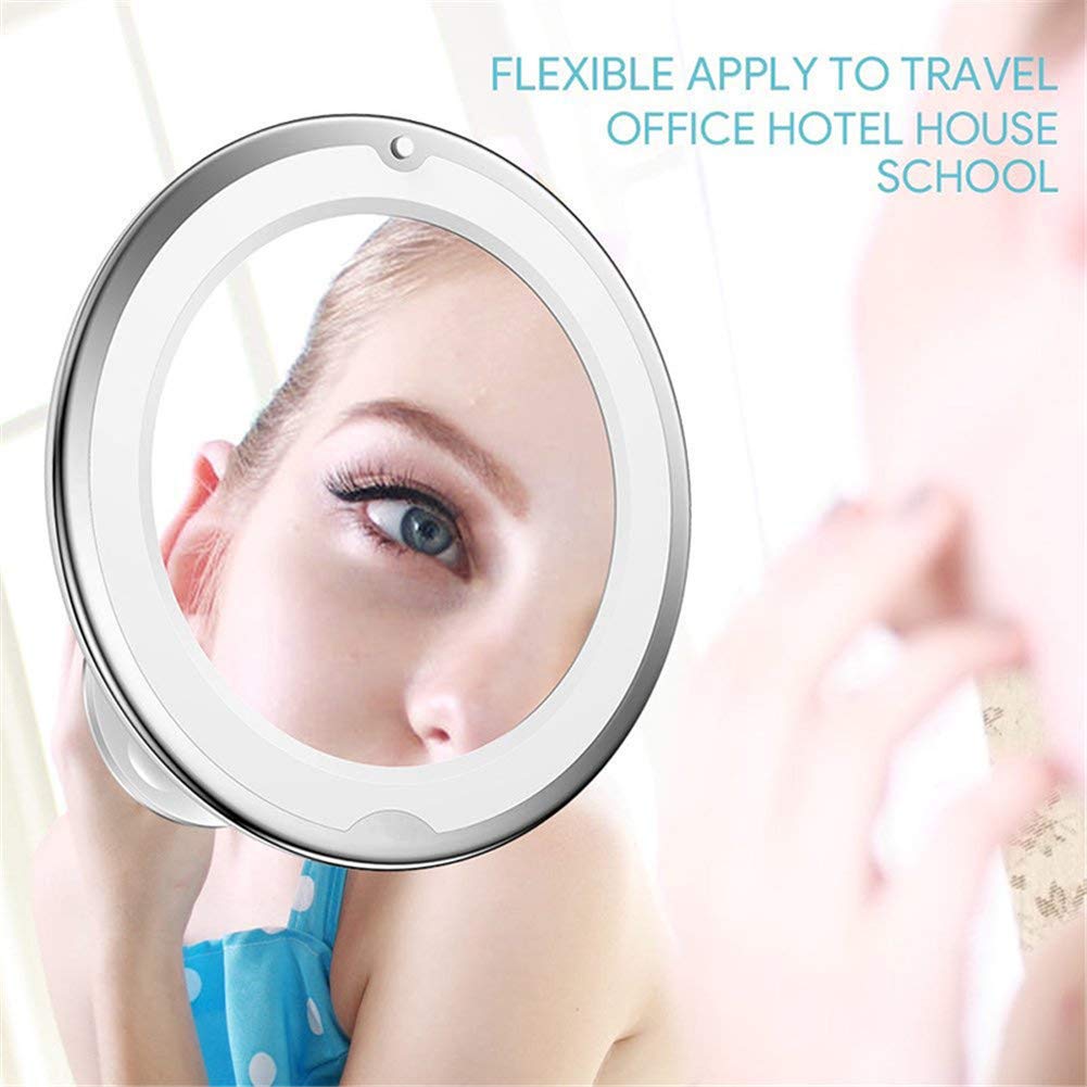 Imikoko Flexible Gooseneck LED Light Makeup Mirror, 10X Magnifying Makeup Mirror with Locking Suction Cup, Diffused Light and 360° Swivel