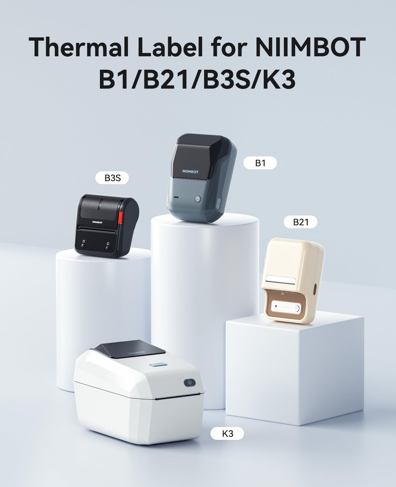 NIIMBOT Labels for B1/B1 Pro/B2/B2 Pro/B21/B21 Pro Label Maker, 3 Roll Assorted Sizes Label Paper Set for Business/Handmade/House/School/Office