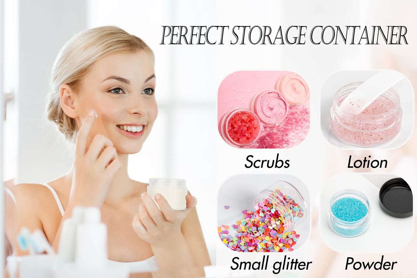ZEJIA 5 Gram Sample Containers with Lids, 100PCS Mini Makeup Containers, Empty Plastic Travel Cosmetic Containers with Labels