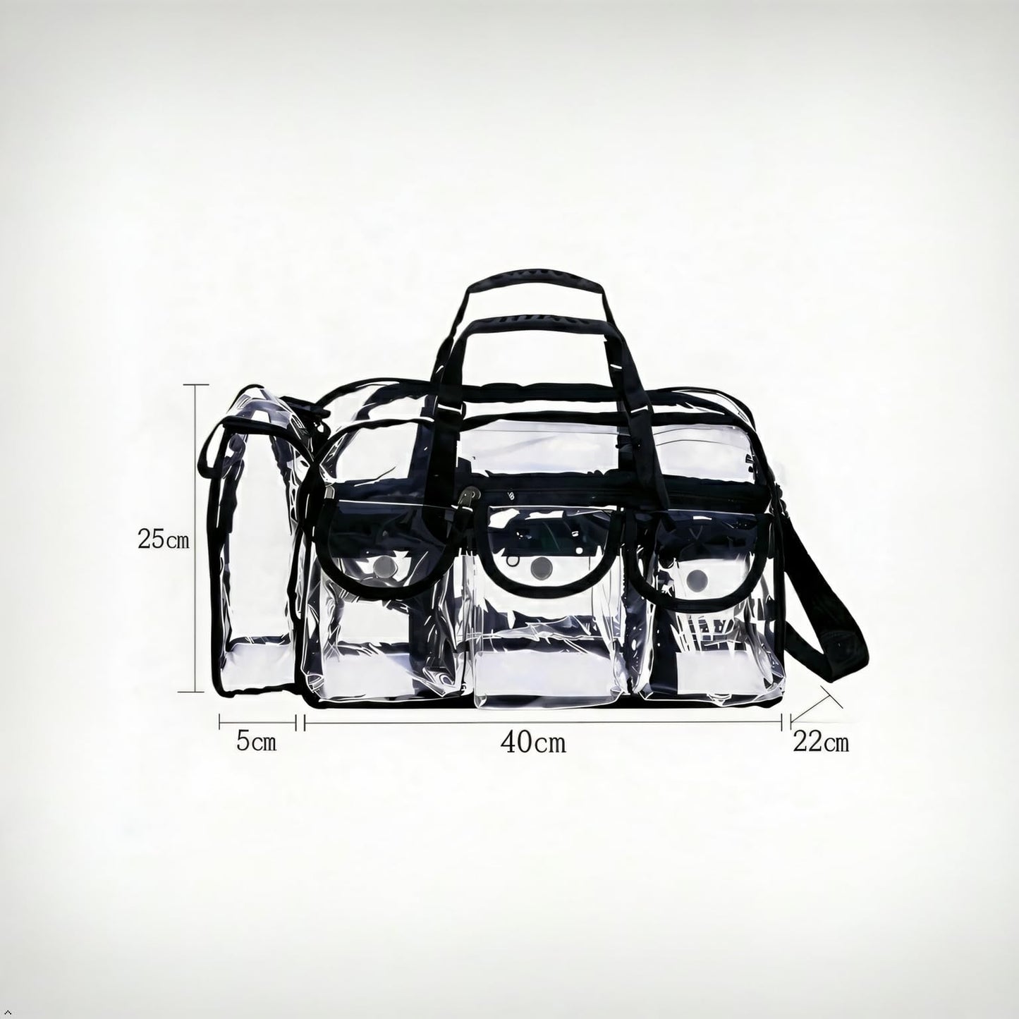 Jula Vance Professional Clear PVC Makeup Kits Organizer Make up Set Bag MUA Carry All Artist Transparent Vinyl Travel Cosmetic Bag with 6 External Pockets & Tissue Holder