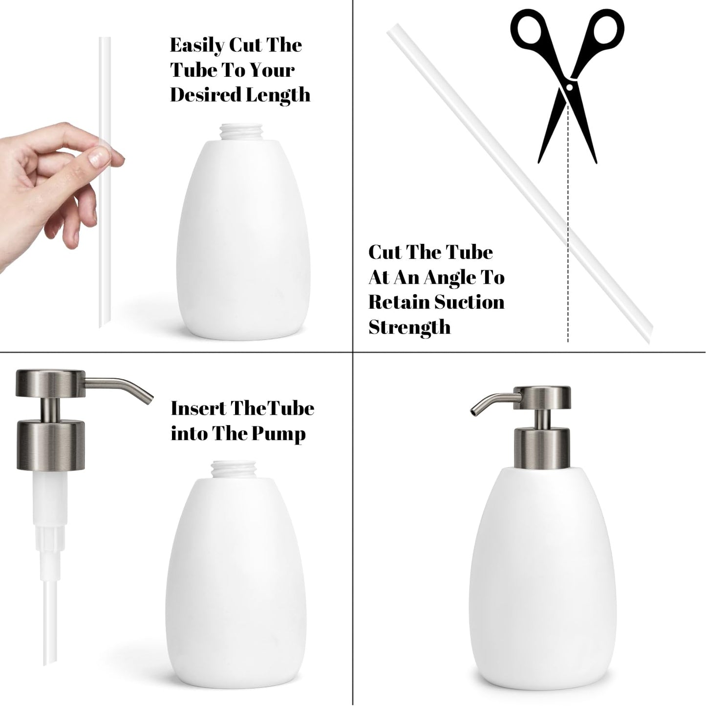 2 Pack 304 Stainless Steel Soap Dispenser Pump Replacement Flat Top Standard 28/400 Thread for Regular Mouth Bottles Lotion Soap Dispenser for Kitchen Bathroom(Brushed Nickel)