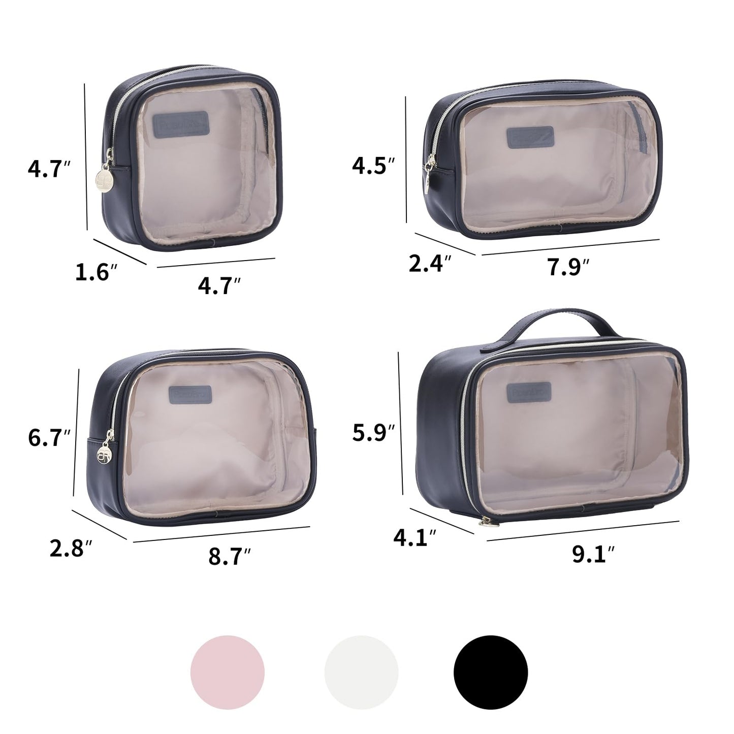 Large Cosmetic Bag with Hanging,Clear Makeup Organizer Bag for Travel,Toiletry Bag for Women,Black