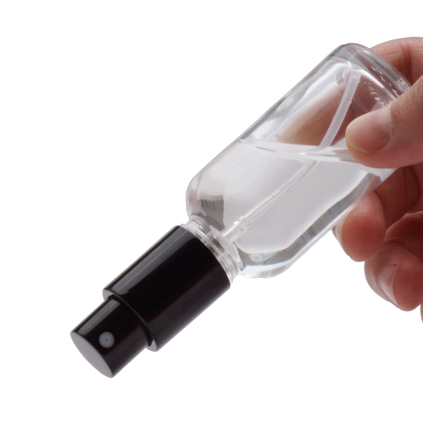 YIZHAO Clear Glass Spray Bottles 2oz, with Small Fine Mist Spray, Metal Cap, Refillable for Essential Oil,Travel,Cleaning,Perfume,Aromatherapy,Makeup – 12 Pcs