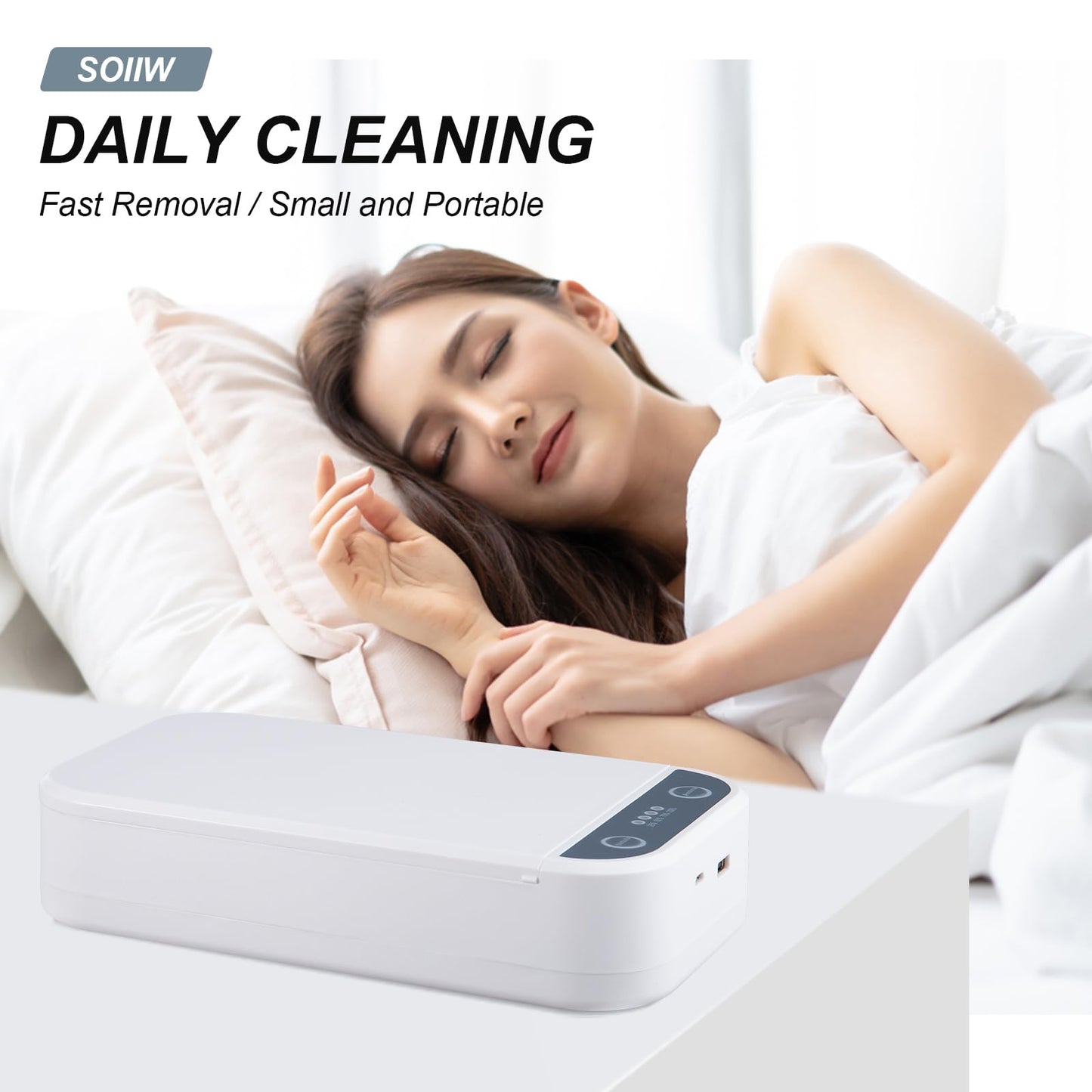 Soiiw Nail Tool Sterilizer Box Portable with Blue Light,USB Sterilizer Cleaning Box for Nail Salon, Tweezers, Jewelry, Phone, Manicure Tools