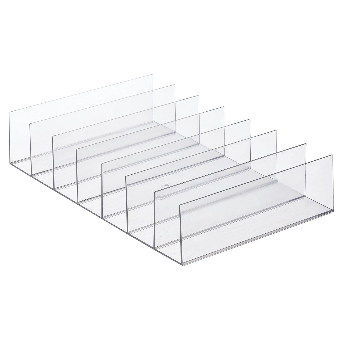 mDesign Plastic Divided Clutch Organizer for Closets, Bedrooms, Dressers - Closet Shelf Storage Solution for Purses, Wallets, Bill Folds, and Accessories - 7 Sections - Lumiere Collection - Clear
