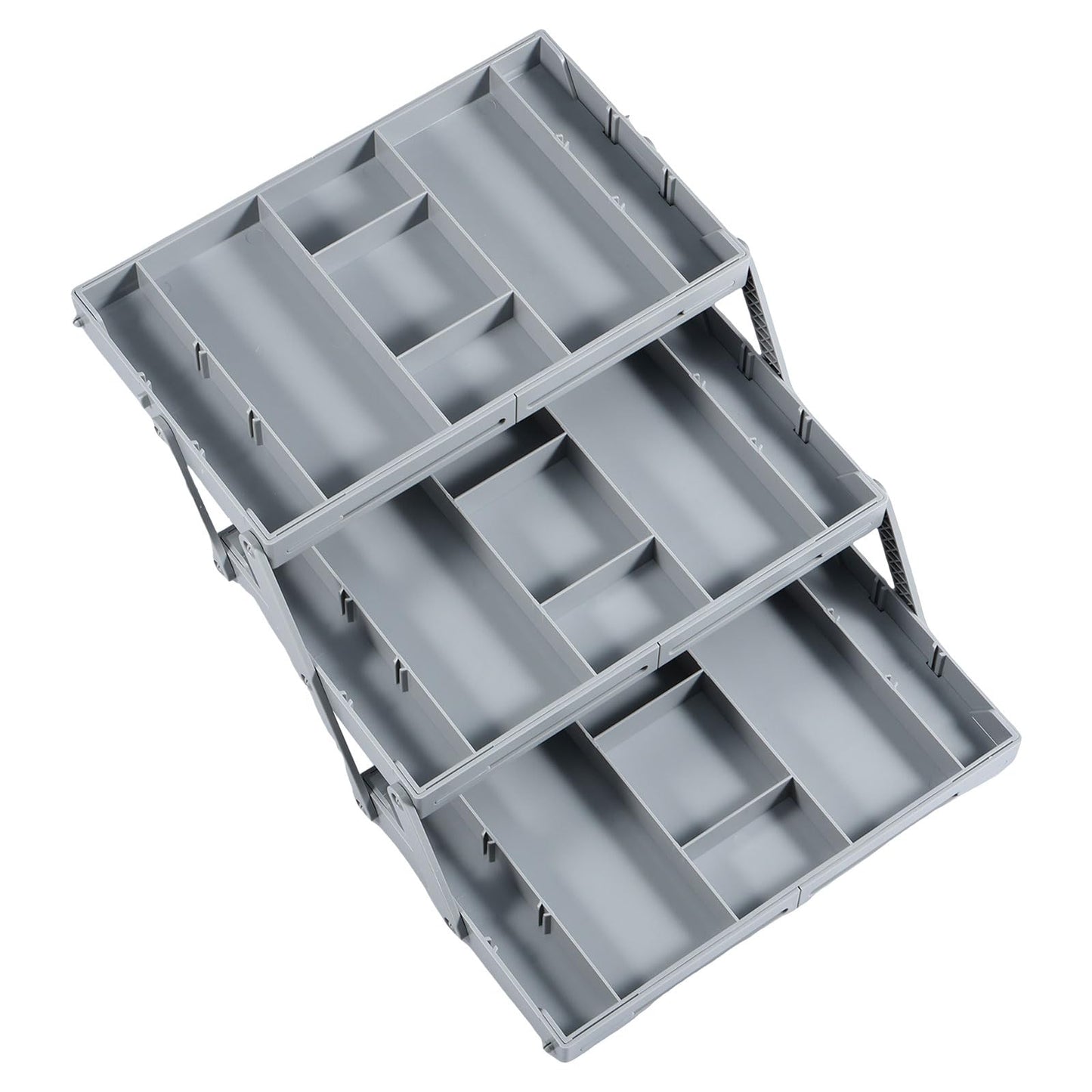 2/3 Tier Drawer Organizer Collapsible Drawer Organizer Tray, Expandable Junk Drawer Organizer, Multi Level Dresser Drawer Organizers Adjustable Storage Trays for Makeup, Jewelry (Single Row 3 Tiers)