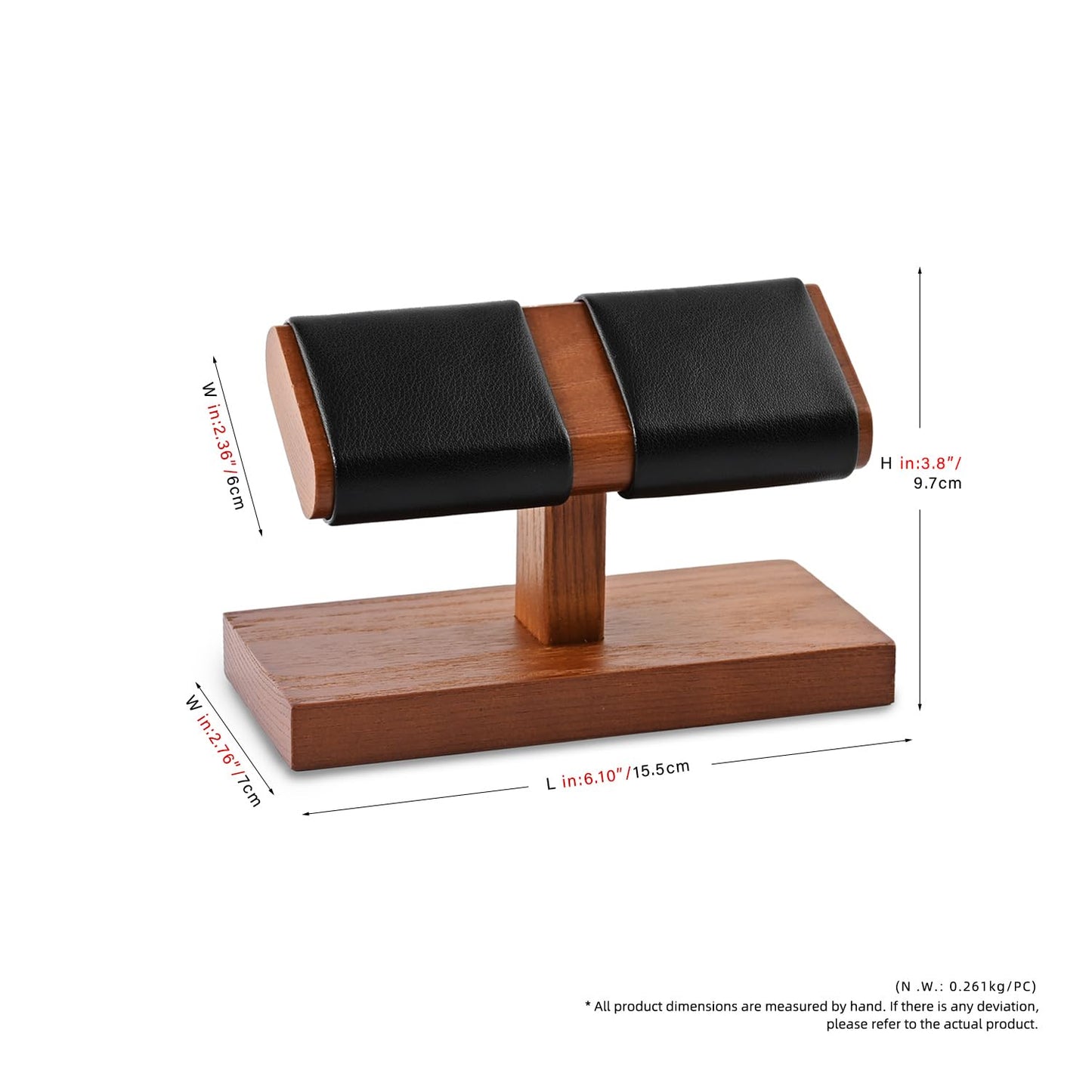 Oirlv Solid Wood Double Watch Display Stand Watch Bracelet Organizer(Black)
