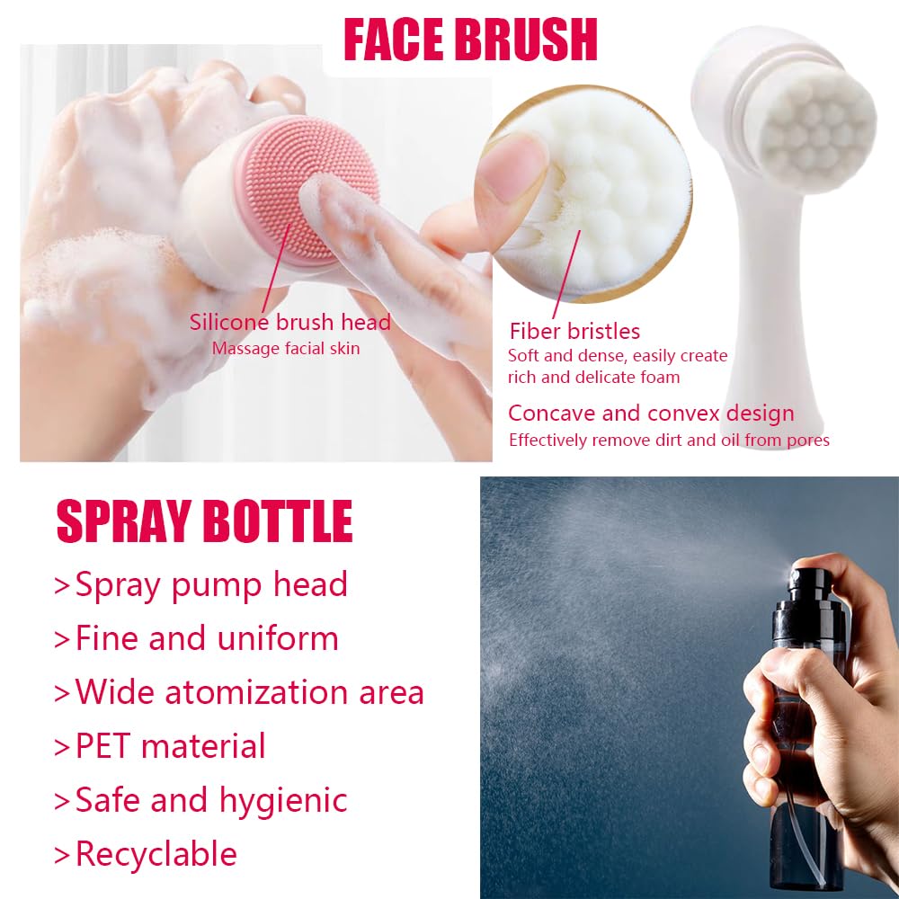 33PCS Makeup Foundation Brushes Tool Set with Sponges, Eyelash Curlers, Powder Puffs, Silicone Washing Bowls, Eye Aids, Nano Spray Bottles, Exfoliating Face Brushes, Eyebrow Trimming, Storage Bag