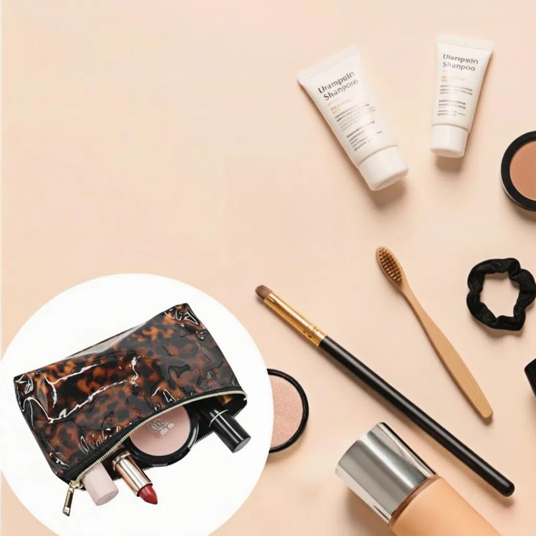 ORBENTO Retro Tortoise Printed Makeup Cosmetic Bag Mini Pouch